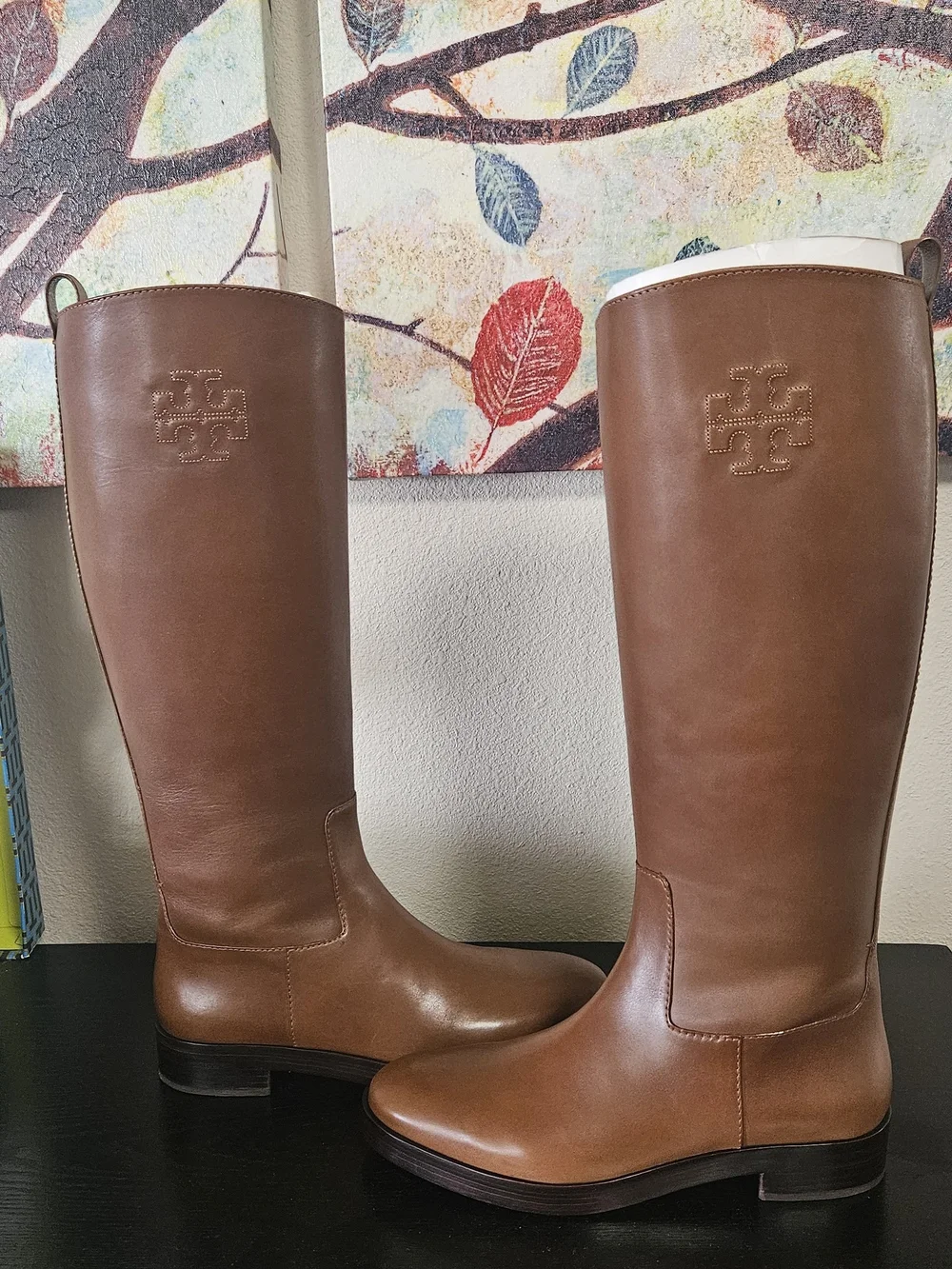 Tory Burch Cognac Leather Over-the-Knee Riding Boots